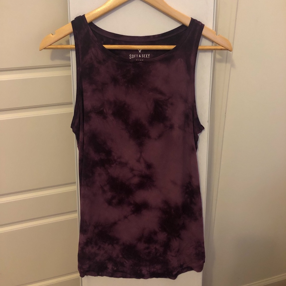 American Eagle Soft and Sexy Maroon Tie Dye Tank Top